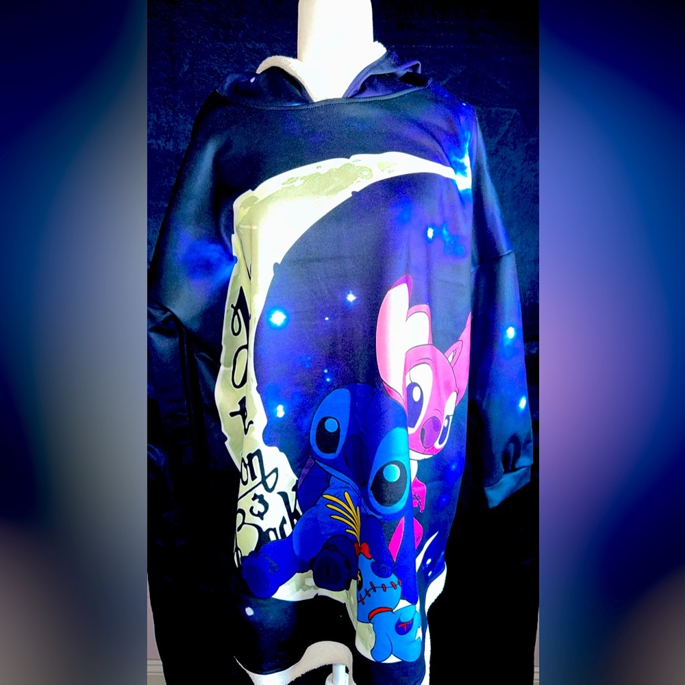 NWOT Stitch and Angel I love you the moon and back oversized hoodie blanket